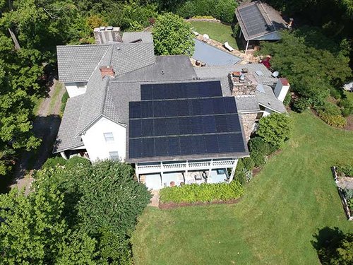 Solar Installation overhead view of panels.