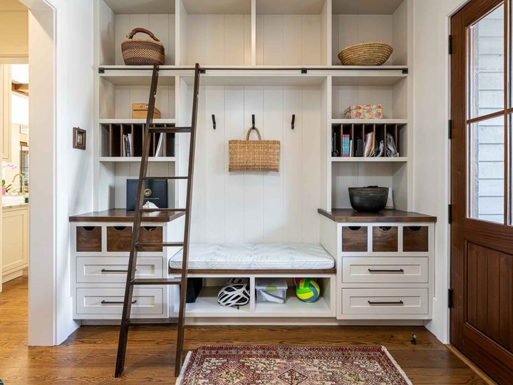 Blue beauty mudroom wall