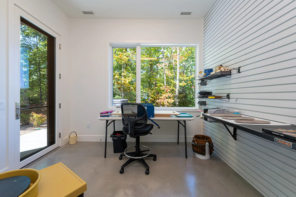 Art room with pottery wheel in Lake Toxaway Modern Custom Home