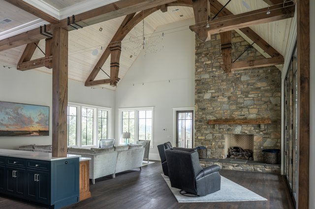 Blue Rock Living Room with Fireplace