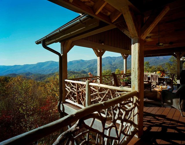 Balsam Haven Porch with Custom Wood Railings