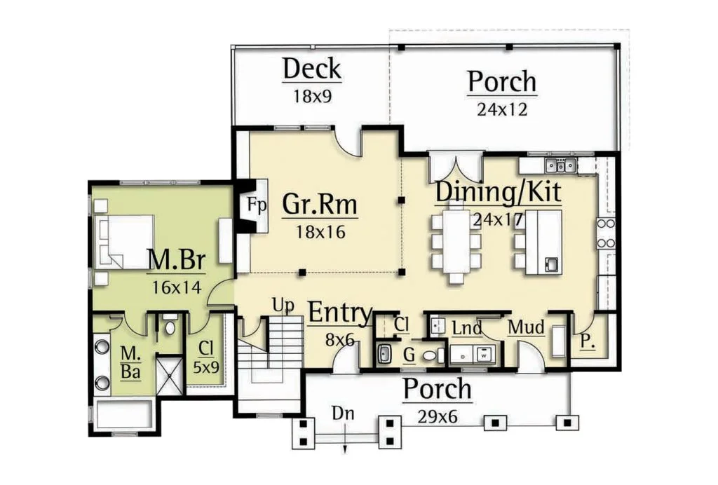 Bitterroot Main Level floorplan