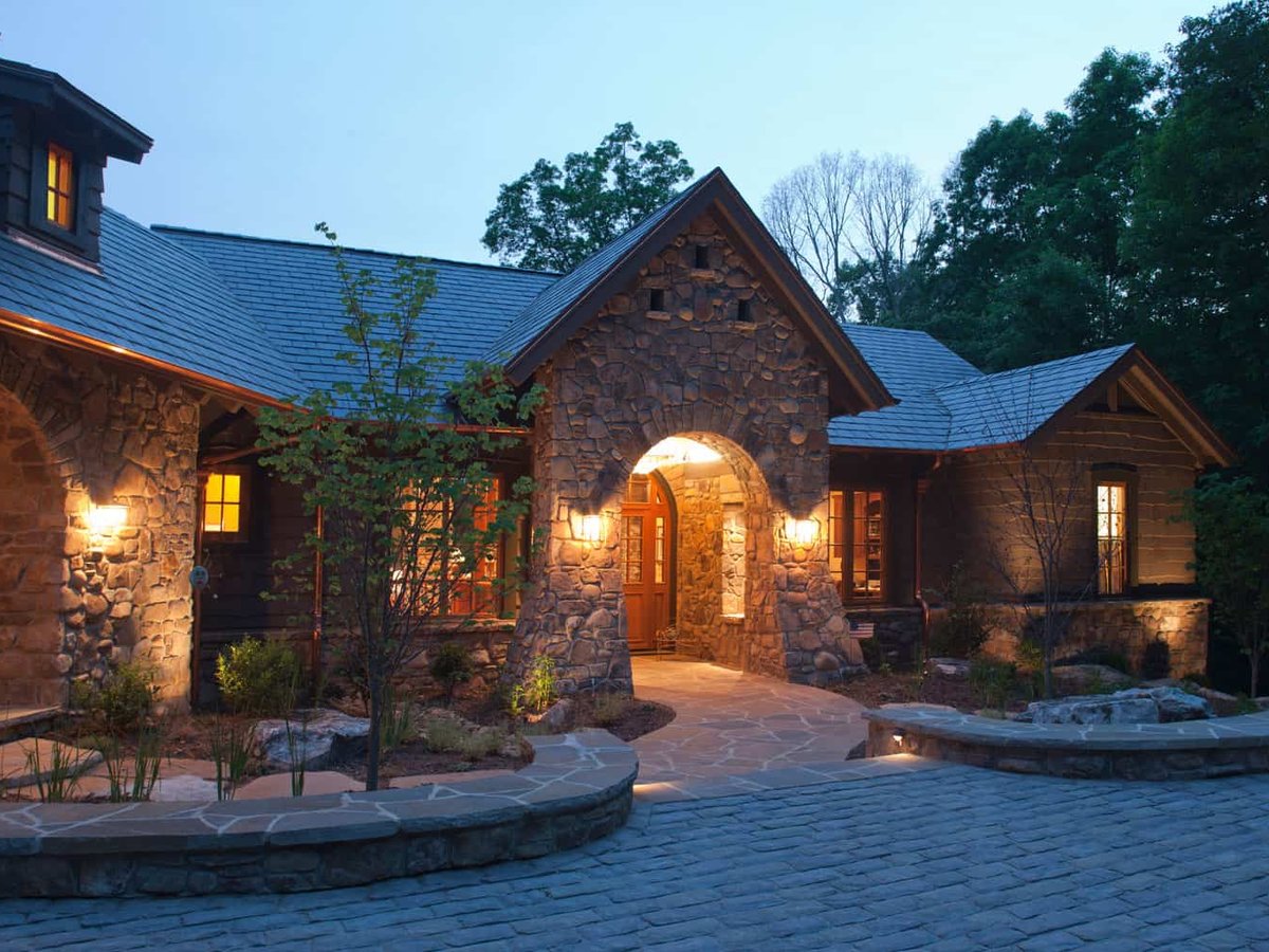 Family Retreat Exterior Entrance at Night