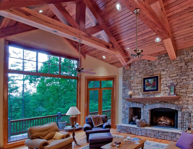 Family Retreat Vaulted Beam Ceilings in Great Room