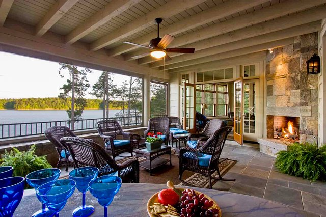 Lake Retreat Covered Porch with Fireplace 2