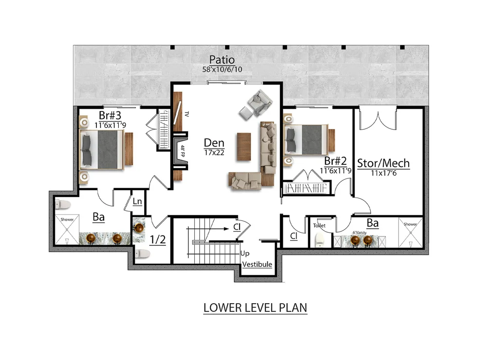 Archer II Lower Level Plan