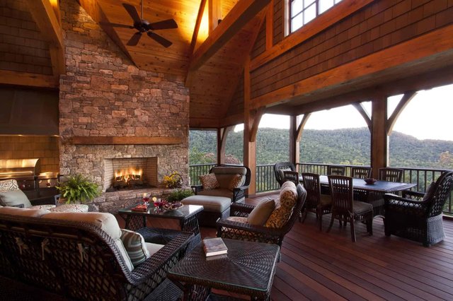 Mountain Haven Covered Porch with Fireplace