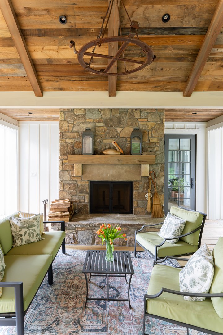 Modern Farmhouse Outdoor Fireplace