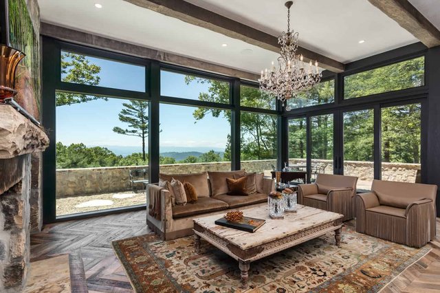 Town Mountain Ranch Living Room with Expansive Windows