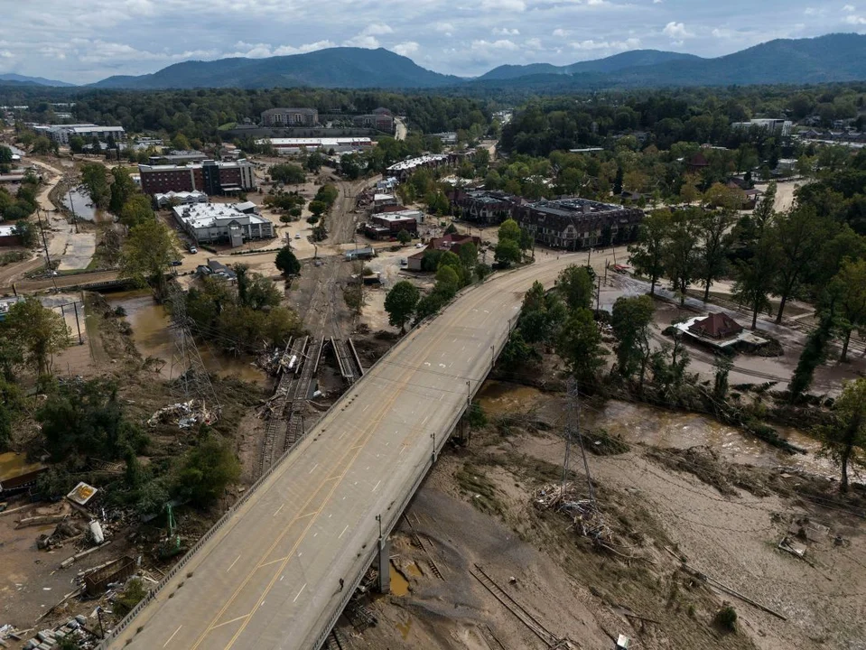 CNN - downtown asheville post-Helene flooding